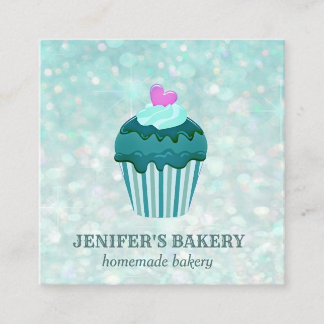 Carte De Visite Carré Bouilloire de luxe moderne cupcake maison boulange (Devant)