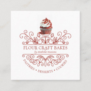 Carte De Visite Carré Boulangerie à charpente en velours rouge Boulanger
