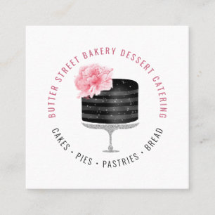 Carte De Visite Carré Boulangerie Baker pâtisserie Chef Aquarelle Floral
