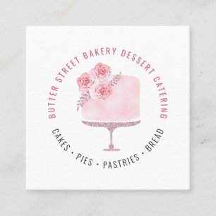 Carte De Visite Carré Boulangerie Baker pâtisserie Chef Aquarelle Floral