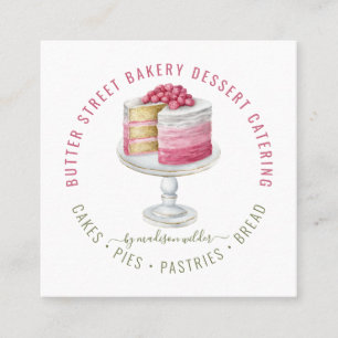 Carte De Visite Carré boulangerie boulangerie pâtisserie chef aquarelle 