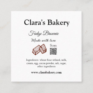 Carte De Visite Carré Boulangerie brownie ajouter les ingrédients fabriq