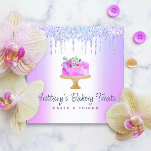 Carte De Visite Carré Boulangerie Cake Purple Parties scintillant Driver
