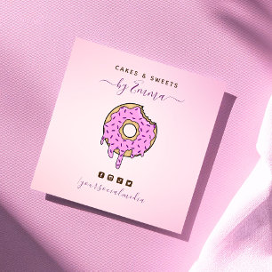 Carte De Visite Carré Boulangerie Confetti Cute Rose Donut Laisser Déchi