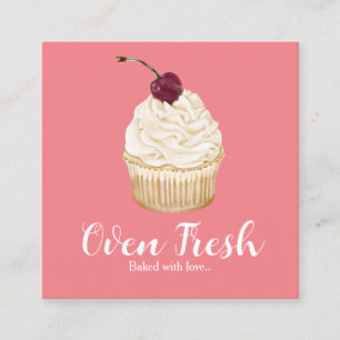Carte De Visite Carré Boulangerie Cupcake couleur rose blanc