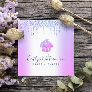 Carte De Visite Carré Boulangerie Cupcake Pâtisserie Chef Purple Parties