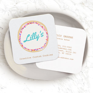 Carte De Visite Carré Boulangerie customisée Logo de biscuits personnali