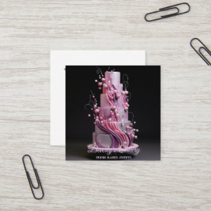 Carte De Visite Carré Boulangerie de Cupcakes Élégants Sucreries