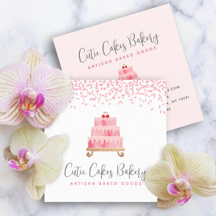 Carte De Visite Carré Boulangerie De Gâteaux Roses Bruyantes Pâtisserie 