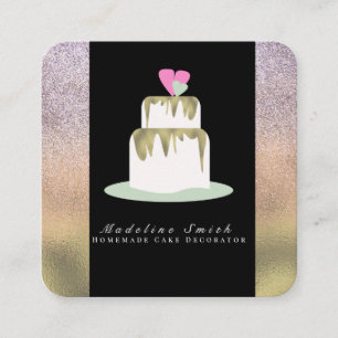 Carte De Visite Carré Boulangerie Gâteau Mariage à deux niveaux Gold Spa