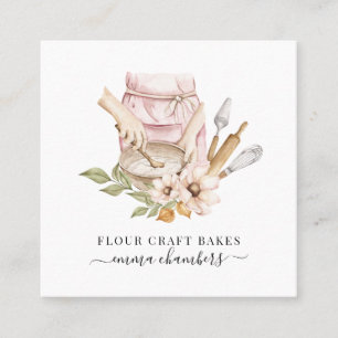 Carte De Visite Carré boulangerie pâtisserie Chef Aquarelle Boulangerie 