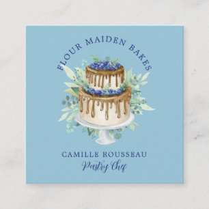 Carte De Visite Carré boulangerie pâtisserie chef Baker Blue Carré Carte