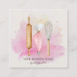 Carte De Visite Carré Boulangerie Pâtisserie Chef boulanger Ustensiles r