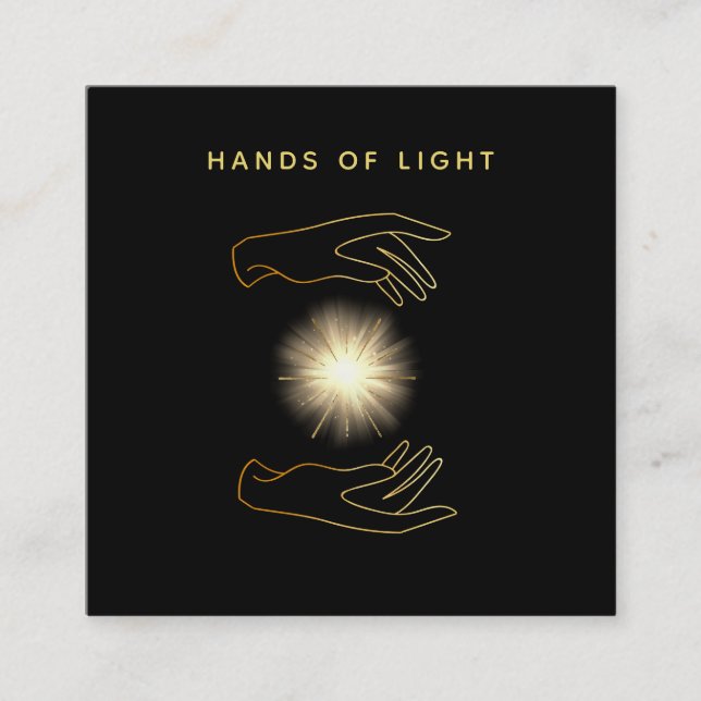 Carte De Visite Carré Boule de mains curative d'énergie de Reiki de *~* (Devant)