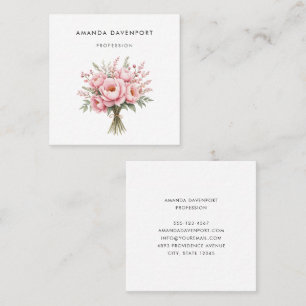 Carte De Visite Carré Bouquet de fleurs de pivoine rose joli