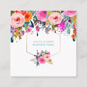 Carte De Visite Carré Bouquet PixDezines Floral Aquarelle/Printemps