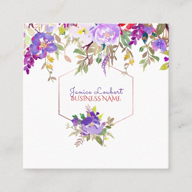 Carte De Visite Carré Bouquet PixDezines Floral Aquarelle/Printemps (Devant)