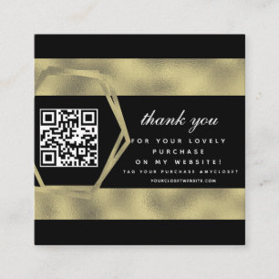 Carte De Visite Carré Boutique Beauté Affaires Merci Or QR 