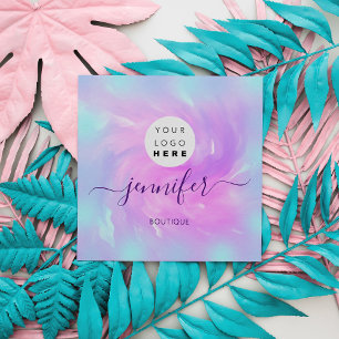 Carte De Visite Carré Boutique de maquillage Logo Holographe Abstrait