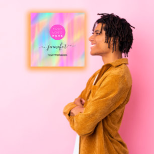 Carte De Visite Carré Boutique de maquillage professionnel Logo QR Code 