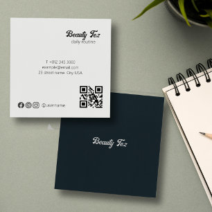 Carte De Visite Carré Boutique de vêtements noir blanc gris gris gris Qr