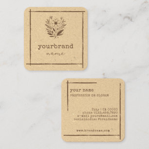 Carte De Visite Carré Boutique Florale Rustique Papeterie Fleuriste