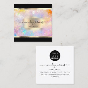 Carte De Visite Carré Boutique Holograph Makeup Gold Frame Carré