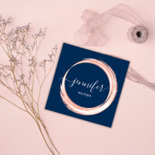 Carte De Visite Carré Boutique professionnelle Beauty Navy Pink