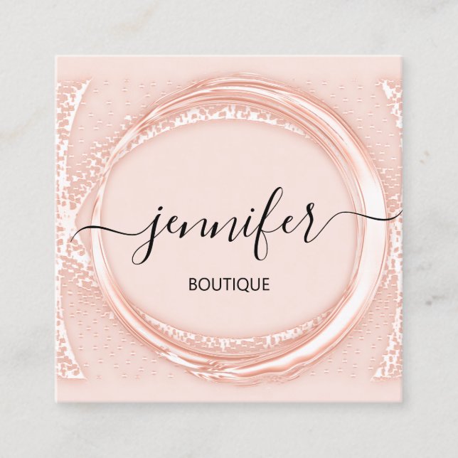 Carte De Visite Carré Boutique Professionnelle Boutique Beauté Rose Blus (Devant)