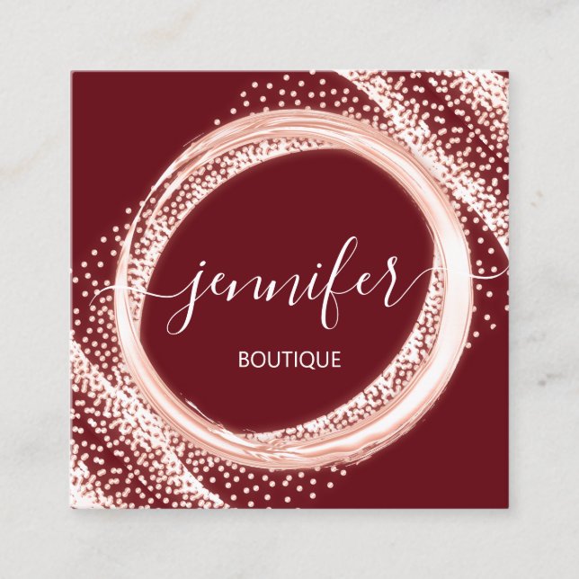 Carte De Visite Carré Boutique Professionnelle Boutique Beauté Rose Bour (Devant)