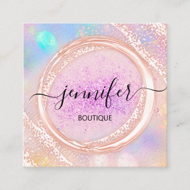 Carte De Visite Carré Boutique Professionnelle Boutique Beauté Rose Lux (Devant)