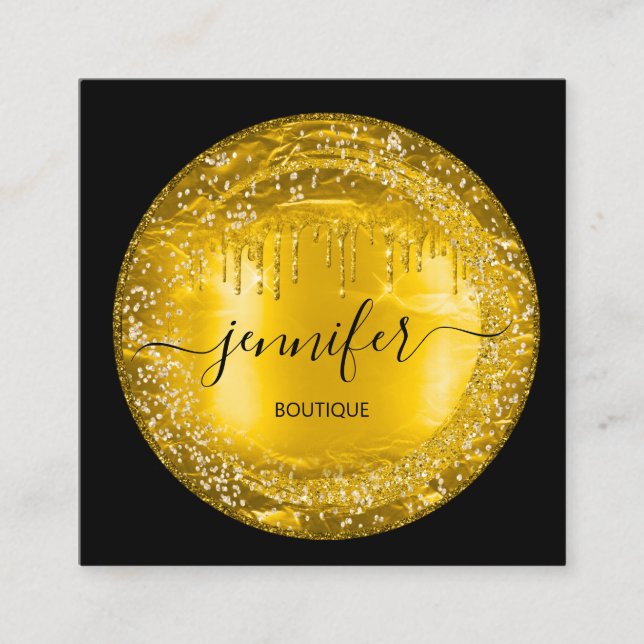 Carte De Visite Carré Boutique professionnelle Boutique Parties scintill (Devant)