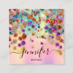 Carte De Visite Carré Boutique professionnelle Boutique Rose Confetti Pa