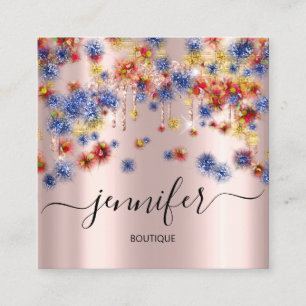 Carte De Visite Carré Boutique professionnelle Boutique Rose Confetti Pa