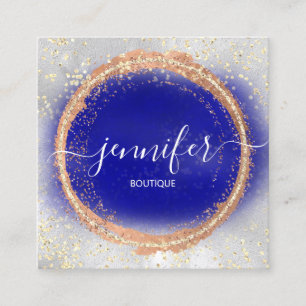 Carte De Visite Carré Boutique professionnelle Boutique Royal Blue Gold 