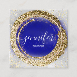 Carte De Visite Carré Boutique professionnelle Gold Royal Blue Silver