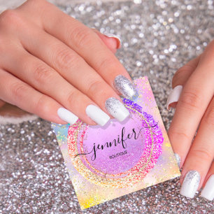 Carte De Visite Carré Boutique professionnelle Holographe violet