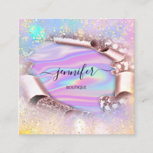 Carte De Visite Carré Boutique Professionnelle Nom Boutique Holographe R