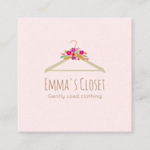 Carte De Visite Carré Boutique Vêtements Floral Hanger