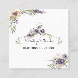 Carte De Visite Carré Boutique Vêtements | Logo du cintre à fleurs