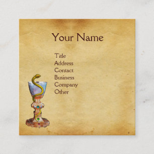 Carte De Visite Carré BOWL OF HYGEIA MONOGRAM Medicine, pharmacie