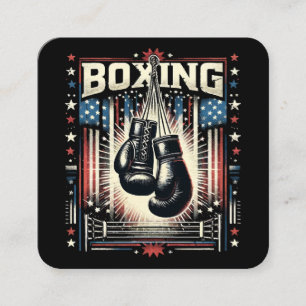 Carte De Visite Carré Boxe américaine - Boxer Vintage Bo
