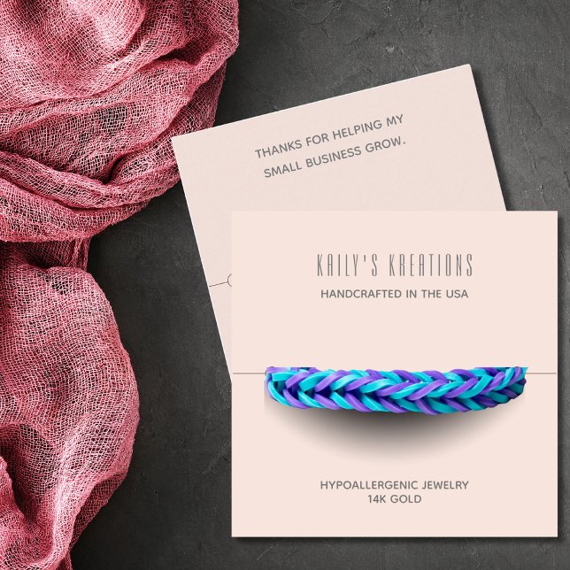 Carte De Visite Carré Bracelet moderne avec écran clair rose pâle (Créateur téléchargé)