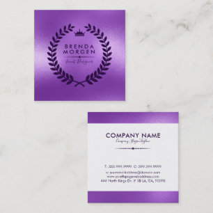 Carte De Visite Carré Brillante couronne de laurier violet et violet pro
