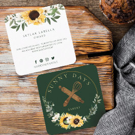 Carte De Visite Carré Brochure à rouleaux en bois rustique Boulangerie d