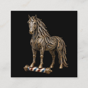 Carte De Visite Carré Bronze Mustang Rasoir Logo Salon de Coiffure Barbi