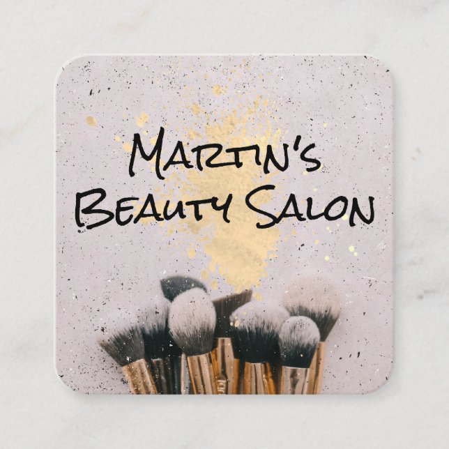 Carte De Visite Carré Brosses de maquillage | Artiste de maquillage (Devant)