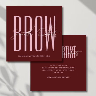 Carte De Visite Carré Brow artist modern typography script red
