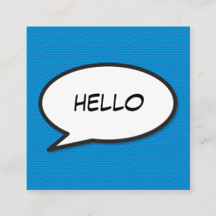 Carte De Visite Carré Bulle de texte amusante HELLO Bande dessinée rétro