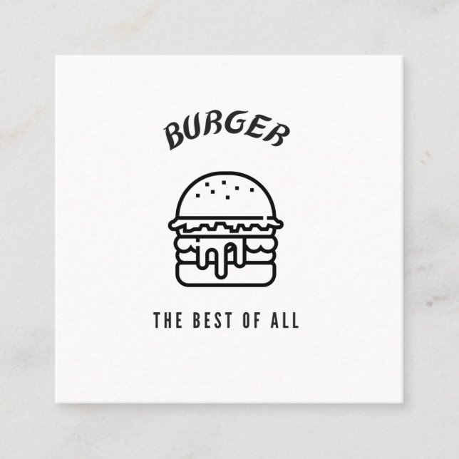 Carte De Visite Carré Burger le meilleur de tous (Devant)